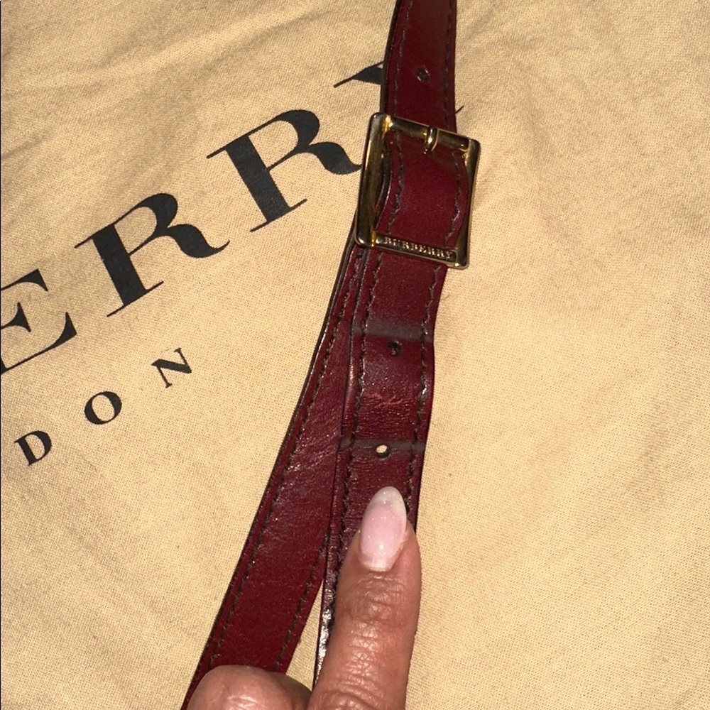 Burberry Deep Red Leather Shoulder Bag - Picture 15 of 16